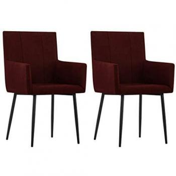 Sillas de Comedor con Reposabrazos, 2 Unidades, Color Rojo Burdeos