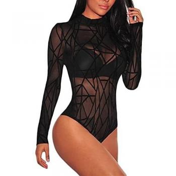 Silk Black Striped Sheer Bodysuit