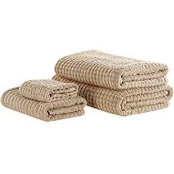 Set Of 4 Bathroom Towels Beige Cotton Soft Low Twist With Bath Mat 30x50 Cm / 50x100 Cm / 70x140 Cm / 100x150 Cm