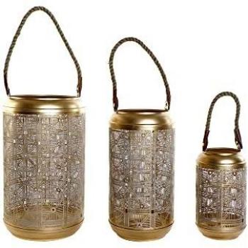 Kerzenständer-Set DKD Home Decor (3 Teile) Gold Metall Schnur (23 x 23 x 42 cm)