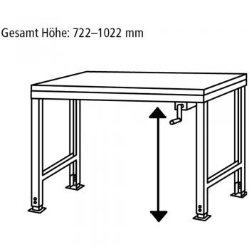 Ergo K Kurbel-Arbeitstisch, 2000 x 800 mm, Tischplatte aus Kunststoff, rubinrot