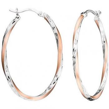 Creolen 925 Sterling Silber Bicolor Vergoldet Teilmattierte Ohrringe