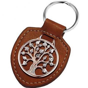 Damenschlüsselanhänger aus Leder – Baum des Lebens Design, Edelstahl, JJKR0291.4
