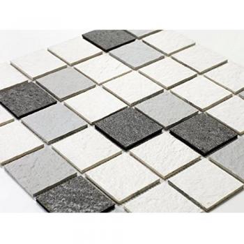 Mosaico bianco resina e pietra 100 x 50 cm