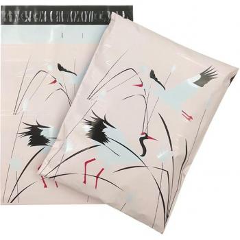 100 Pcs Waterproof Pink Mailing Bags with Crane Design