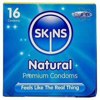 Skins Natural Condoms, 16 pieces (Thin Feel, Clear, Extra Lubricated, Latex-Free)