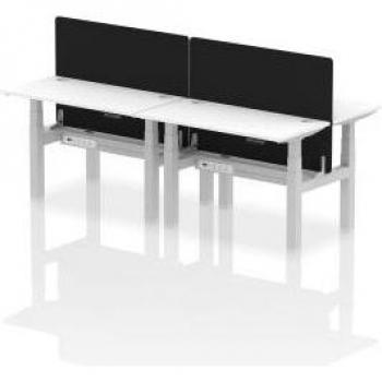 Air 1500 x 750mm Height Adjustable 4 Person Bench Desk White Top with Cable Port