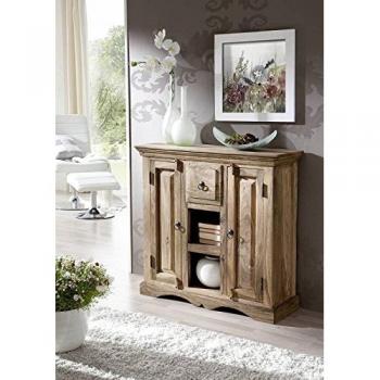Credenza in legno di Sheesham 87x32x85 grigio scuro stile Leeds #45