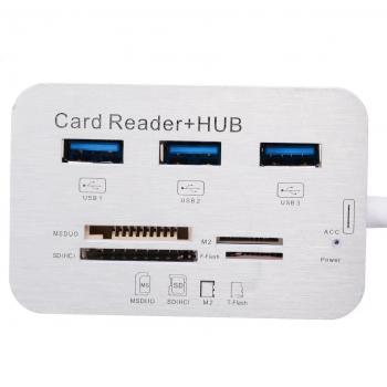 Portable USB 3.0 Hub with Aluminum Design and Card Reader