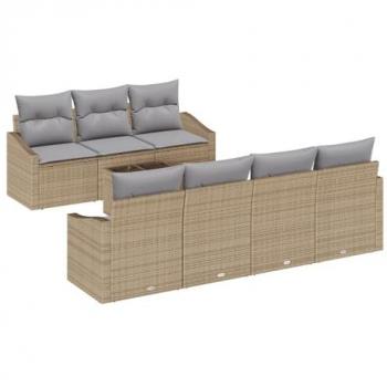 VidaXL Lounge-Set für den Garten: 8 Teile, Rattan in Beige & Grau