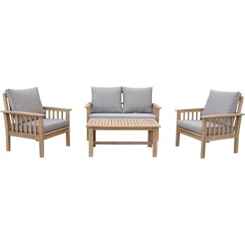 Acacia Vitur Outdoor Living Set – 4-Seat Sofa with 2 Armchairs and Side Table (Natural)