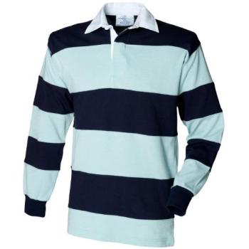 Men’s Seamed Stripe Long Sleeve Rugby Polo – Off‑White, Size XL