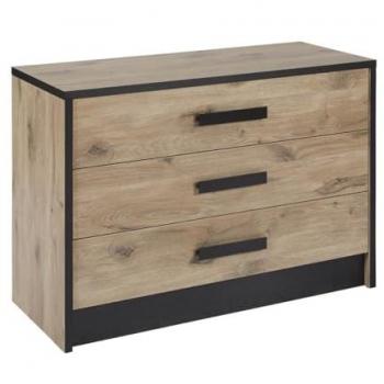 Altobuy Commode contemporaine 3 tiroirs – Noir/Bois