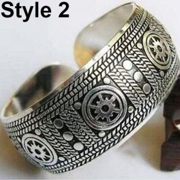 Ethnic Tibetan Silver Elephant Wide Cuff