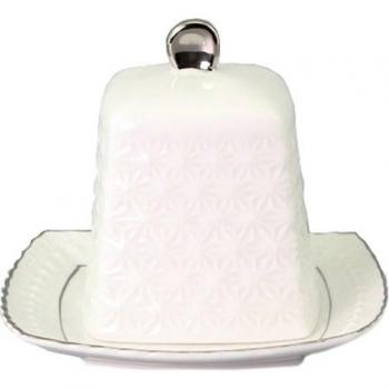Tenedor de Mantequilla de Codorniz en Cerámica Blanca con Tapa