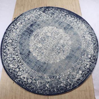 200 cm Navy Blue Flatweave Round Rug