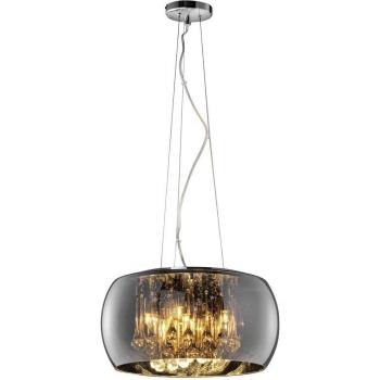 Trio Pendelleuchte Vapore 5-flammig Chrom mit dimmbaren Glaspendeln Ø 40 cm