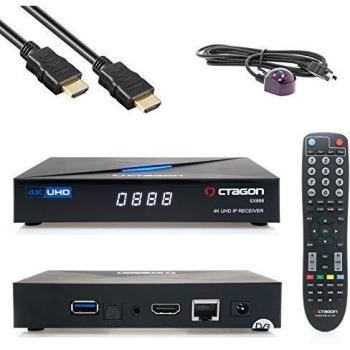 OCTAGON SX888 4K ULTRA HD IP HDMI USB H.265 Stalker Multistream IPTV Receiver Schwarz