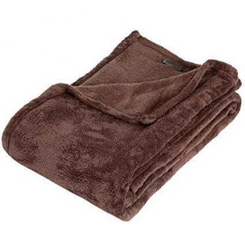Plaid en microfibre polaire extra-douce de 125 x 150 cm, couleur taupe