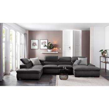 Home affaire Alberto U‑Form Sofa – Kopfteil verstellbar, Bettfunktion möglich