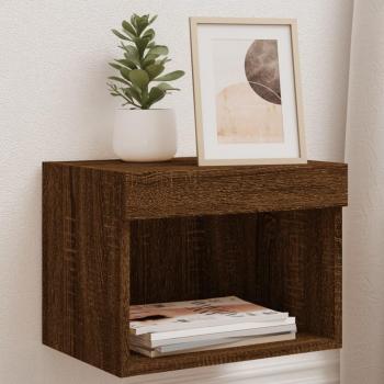 SombraMadera: mesa lateral de pared con luces LED marrón