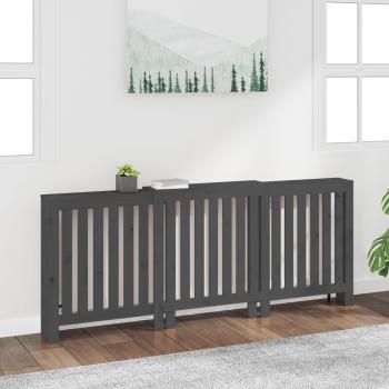 Solid Pine Wood Radiator Cover Grey 210x21x85 cm