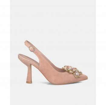 Alma en Pena Pink Leather Flower Heeled Shoes