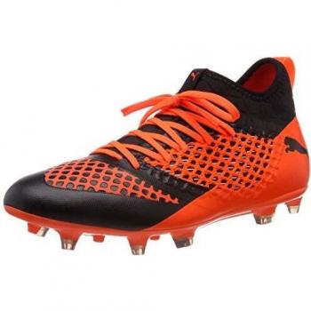 PUMA Men's Future 2.3 NetFit Ground/Artificial Grass Cleats – Black/Shocking Orange – 8 UK