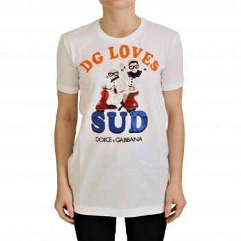 Dolce Gabbana White Cotton DG Loves SUD T-shirt
