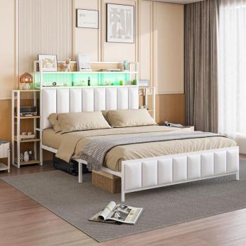 Letto Fantasy 140x200 cm – imbottito, testiera multiuso, girante in ferro pieno