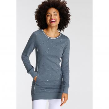 KangaROOS Sweatshirt Langarm, Damen, Gr. 36 (S), petrol/grau, figurbetont, Interlock-Baumwolle, Nahttaschen