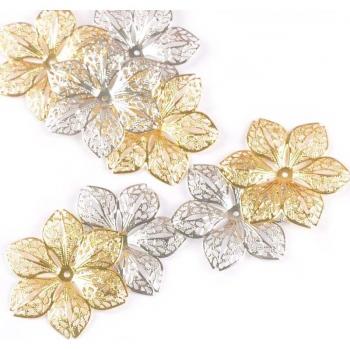 Accesorios de decoración metálica para hacer joyas, conectores para pendientes en forma de flor hueca, 10 piezas, 43 mm, envolturas de filigrana, artesanía, y