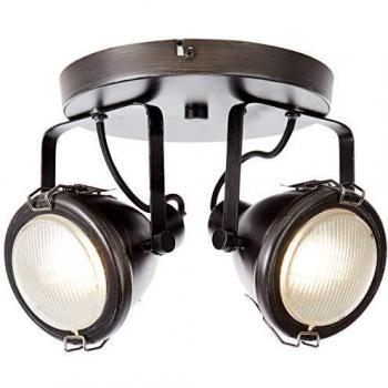 BRILLIANT lampe Bentli spot rondelle à 2 ampoules antique/noir | Têtes pivotantes
