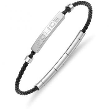 Bracciale Contour Police in Acciaio e Pelle