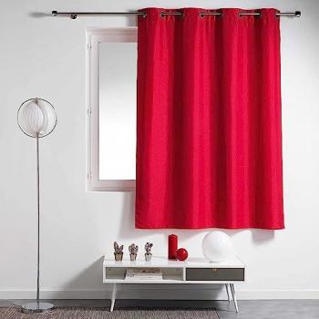Rideau a oeillets metal 140 x 180 cm polyester uni essentiel Rouge