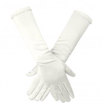 Girls' Long Beaded Gloves for Special Occasions