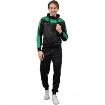 TT013 Tuta triacetato Roma di Givova, colori nero e verde con cappuccio