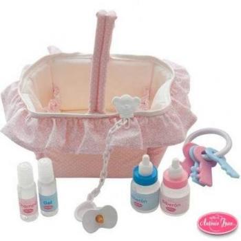 Canastilla rosa c/accesorios