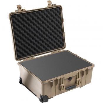 Peli 1560 Hard Case, Desert Tan with Pre-Cut Foam