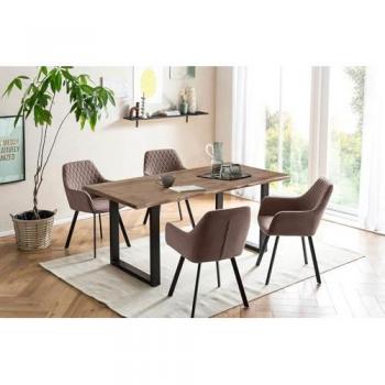Dynamic24 Sitzgruppe 5 tlg. Massivholz 160x90 cm