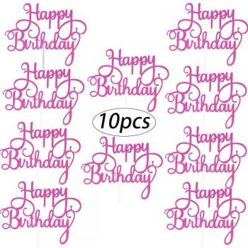 10 Pcs Glitter Cake Toppers for Birthday Parties