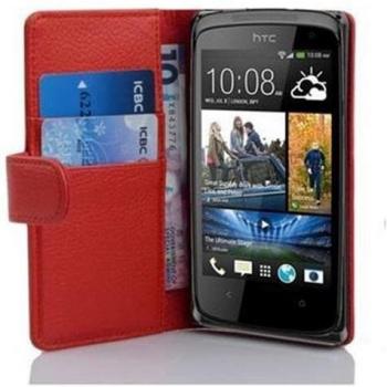 Cover Book HTC Desire 500 Rojo Inferno – Protector de Cuero Sintético con Tarjeta y Soporte