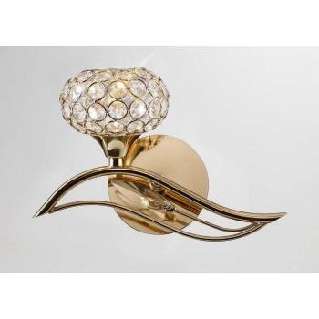 Lámpara de pared Leimo con 1 interruptor, diseño en oro y cristal