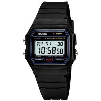 Unisex Casio Collection F‑91W – Schwarz, Retro Digitaluhr