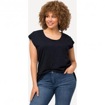 T-shirt blu con aperture sulle spalle, bottoni e mezze maniche, donna, taglia 64/66, cotone