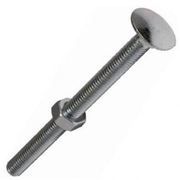 BZP Coated M8 Cup Square Coach Bolt Kit, Fully Threaded with Nuts, 60mm Length