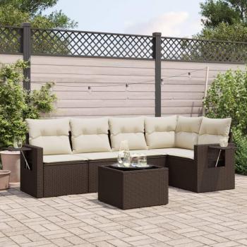 Mobilier extérieur modulable : salon 6 places, rotin marron – Vidaxl