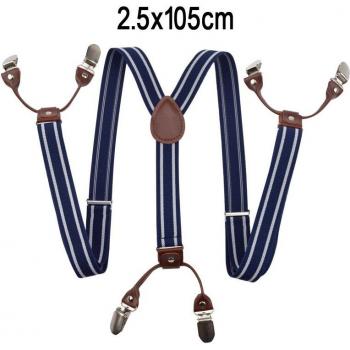 Casual Leather Suspenders with 6 Clips for Men and Women, Adjustable Belt Strap 2.5*105cm