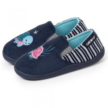 Chaussons Élastiques Isotoner Semelle Antidérapante Marine