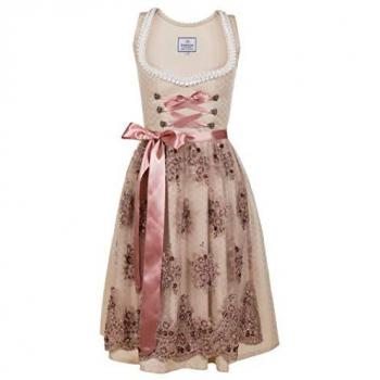 Edelnice Exklusives Midi Dirndl Cécilia mit Bestickter Spitzen Schürze